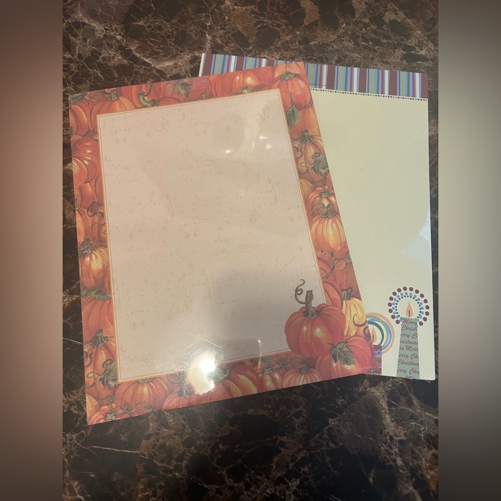 Festive Pumpkin and Striped Stationery Set